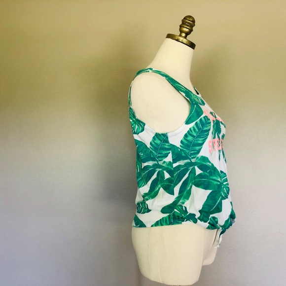 Tank Top Small Medium US 12 Green Leaves Sleeveless Palm Springs - Picture 7 of 11